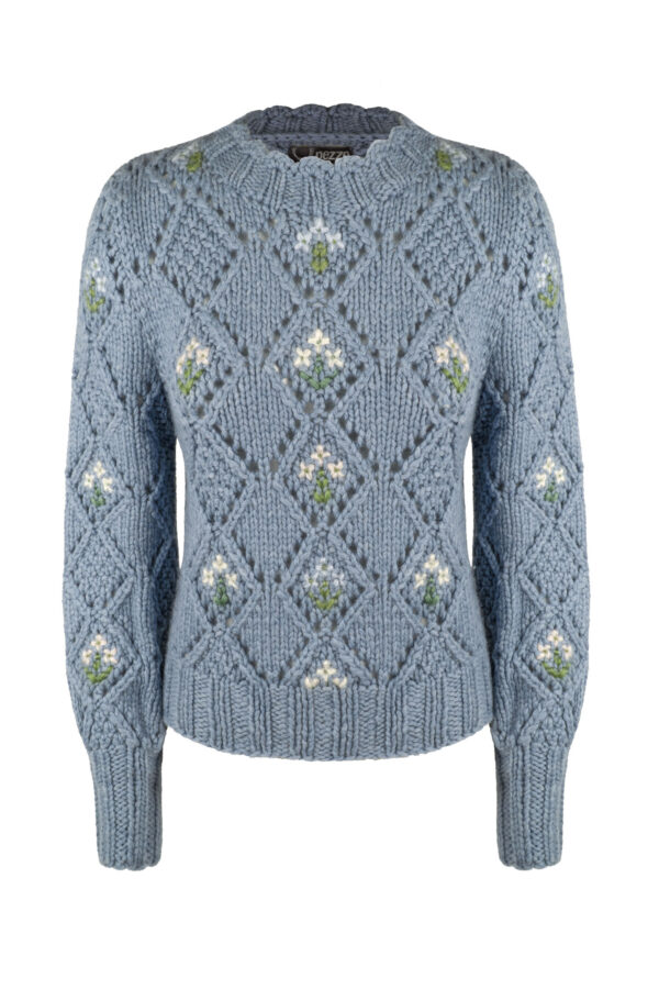 Damenpullover handgestrickt aus Schurwoll-/Nylongemisch, Art.Nr. MA-0180